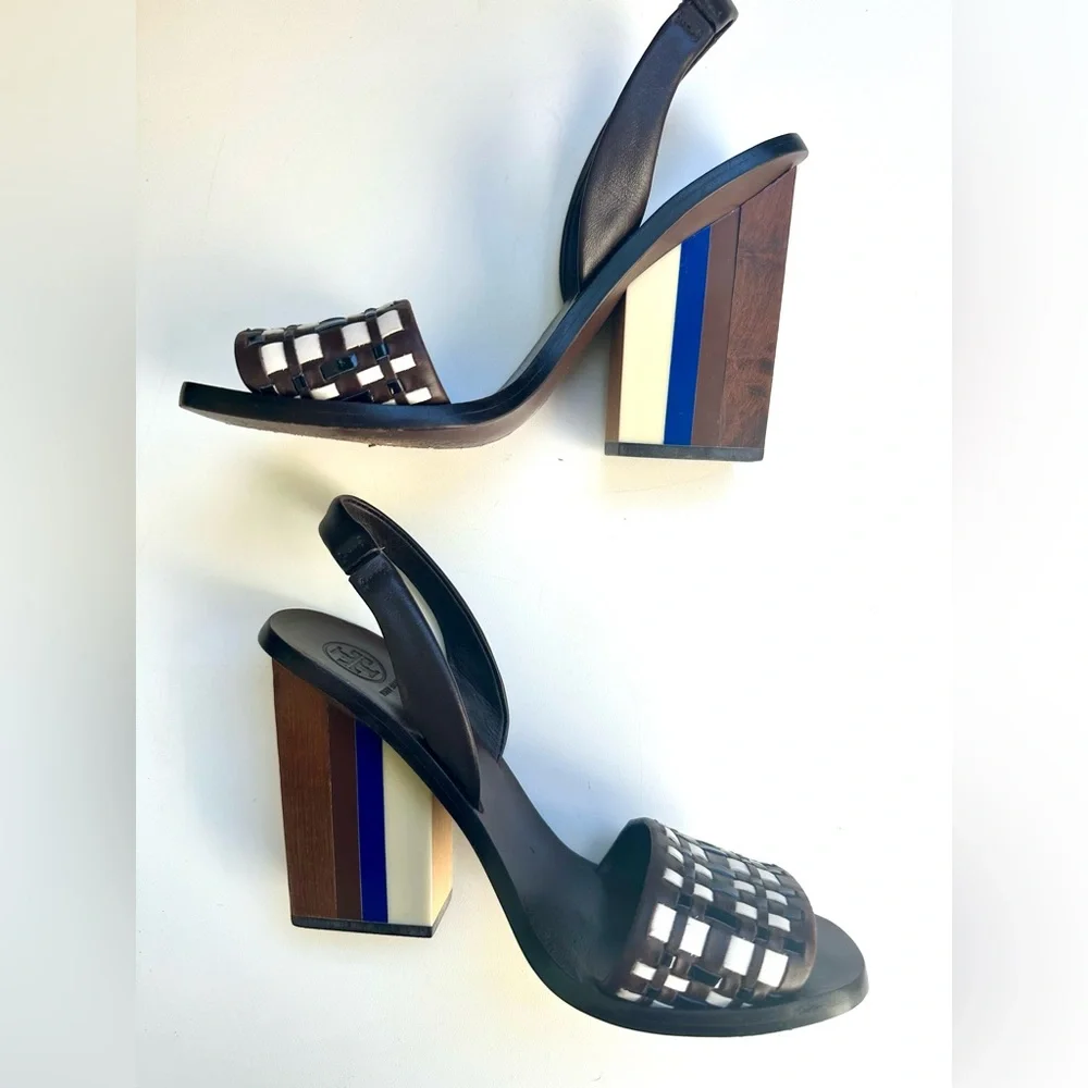 EUC Tory Burch block heel Slingback sandals, size 7.5